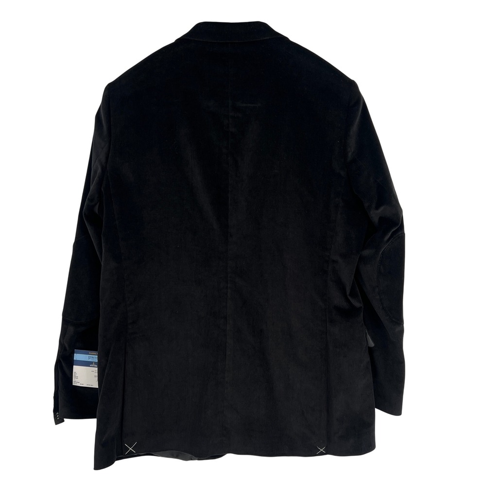 Stafford Corduroy Sport Coat Mens 46R Black New Stretch Classic Fit Elbow Patch - Picture 4 of 10